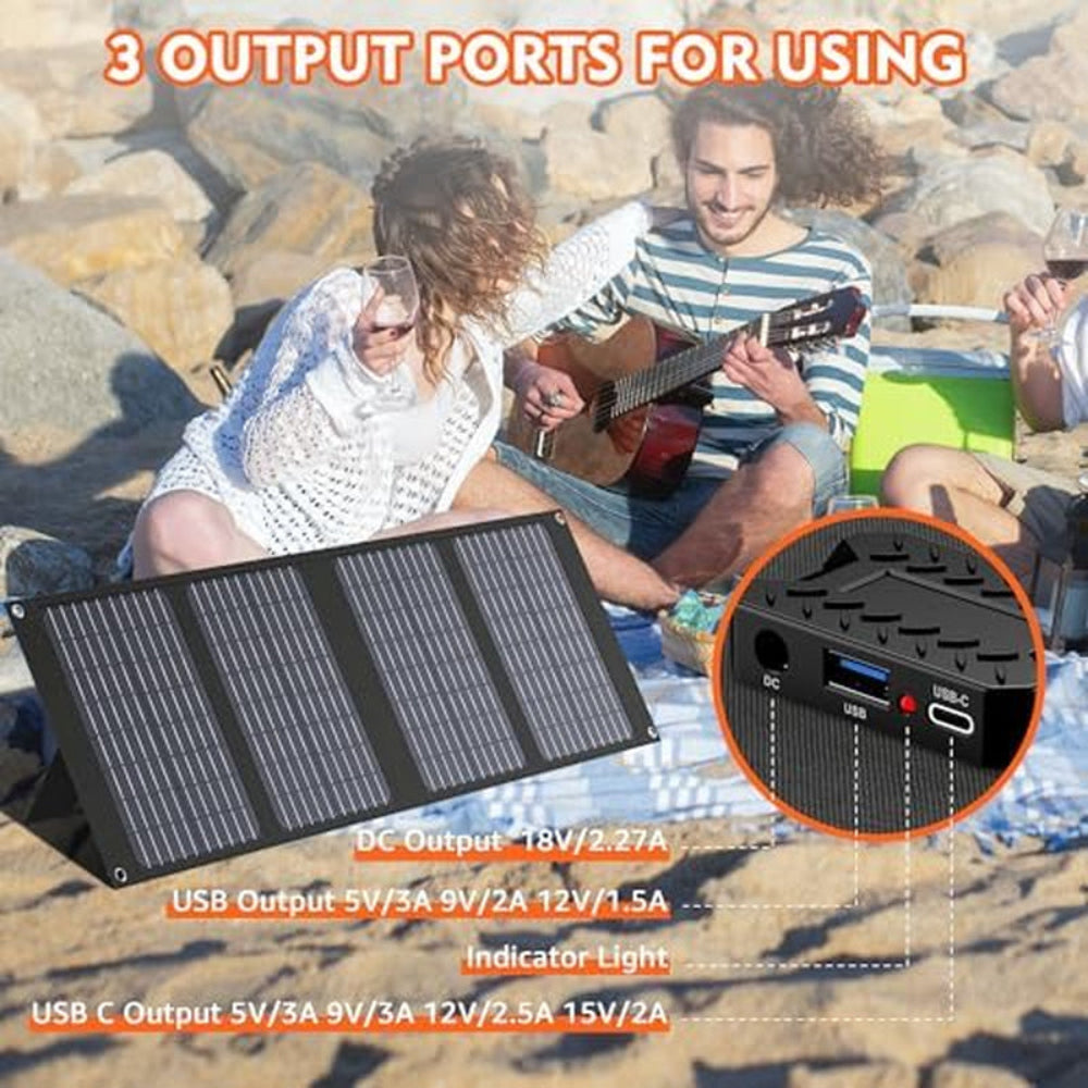 Solar Powered Generator 200W Peak/100W Rated, Portable Generator Power Station with Solar Panels 40W Included, 146Wh Solar Power Bank with AC Outlet 110V for Home Use Camping Outdoor Adventure
