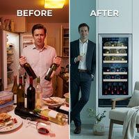 15 In. W 27-Bottle Dual Zone Wine Cooler in Stainless Steel — Before & After