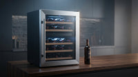 15 In. W 27-Bottle Dual Zone Wine Cooler in Stainless Steel — Lifestyle