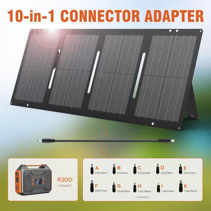 300-Watt Portable Solar Generator W/ Foldable 60-Watt Monocrystalline Solar Panel and 280Wh for Camping, RV, Outdoor Use