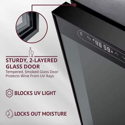 Dual Zone 33-Bottle Freestanding Wine Cooler with Lock in Black