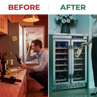 36 Bottle 24 In. Built-In French Door Dual Zone Wine Cooler — Before & After