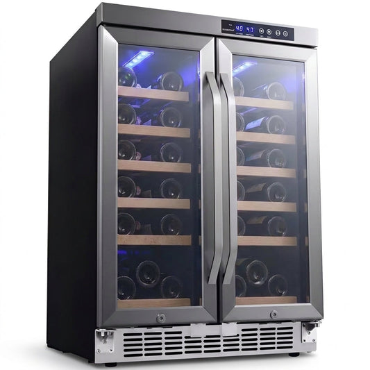 36 Bottle 24 In. Built-In French Door Dual Zone Wine Cooler — Studio Shot