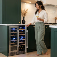 36 Bottle 24 In. Built-In French Door Dual Zone Wine Cooler — Lifestyle
