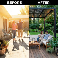 8 Ft. X 8 Ft. Matte Black Aluminum Pergola — Before & After