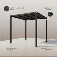 8 Ft. X 8 Ft. Matte Black Aluminum Pergola — infographic
