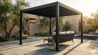 8 Ft. X 8 Ft. Matte Black Aluminum Pergola — Lifestyle