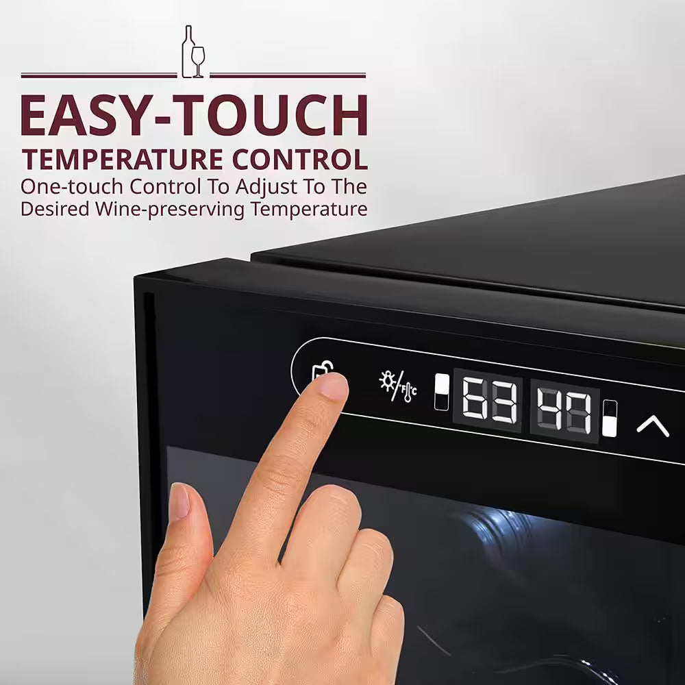 Dual Zone 33-Bottle Freestanding Wine Cooler with Lock in Black