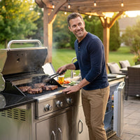 BBQ Island Outdoor Kitchen Kits, 4-Burner 72000 BTU Stainless Steel Modular 98 Inch Natural Gas Outdoor Kitchen Bar Barbecue Island Grill with Refrigerator and Sink for Patio Backyard — Lifestyle