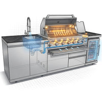 BBQ Island Outdoor Kitchen Kits, 4-Burner 72000 BTU Stainless Steel Modular 98 Inch Natural Gas Outdoor Kitchen Bar Barbecue Island Grill with Refrigerator and Sink for Patio Backyard — How It Works