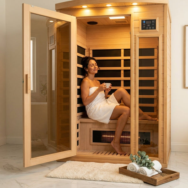 FAR Infrared Home Sauna Built for Indoor Wellness, Low EMF Carbon Panels, Hemlock Wood, 1-2 Person Capacity