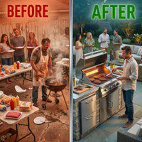 Custom Garden Outdoor Modular Kitchen Cabinets Complete Stainless Outdoor Kitchen Sturdy for Patio Commercial Use — Before & After