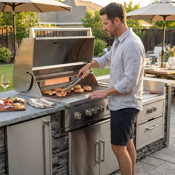 Outdoor Kitchen Cabinets Built for Estate Entertaining, Modular Stainless Steel, Commercial Grade, Patio Ready