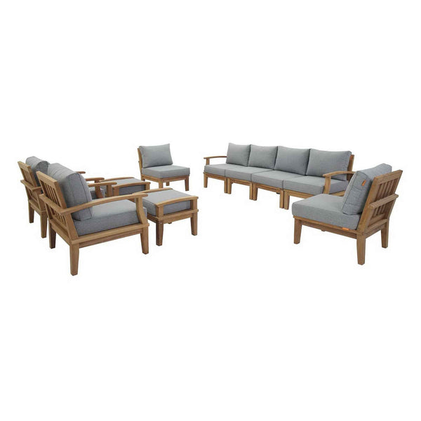 Marina 10-Piece Teak Outdoor Patio Set - Grey Finish by Patio Elegance