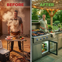 Outdoor Kitchen Island Designed for Culinary Excellence, 4-Burner 72000 BTU, Stainless Steel Modular, 98 Inch — Before & After