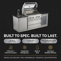 Outdoor Kitchen Island Designed for Culinary Excellence, 4-Burner 72000 BTU, Stainless Steel Modular, 98 Inch — Results & Stats