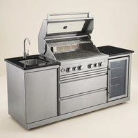 Outdoor Kitchen Island Designed for Culinary Excellence, 4-Burner 72000 BTU, Stainless Steel Modular, 98 Inch — Studio Shot