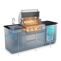Outdoor Kitchen Island Designed for Culinary Excellence, 4-Burner 72000 BTU, Stainless Steel Modular, 98 Inch — How It Works