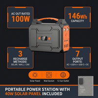 Solar Powered Generator 100W, Portable Power Station with Solar Panels 40W | 146Wh Solar Power Bank with AC Outlet,Usb A,USB C, DC Output, Small Solar Generator for Home Use Outdoor Camping RV Van Trip — Results & Stats