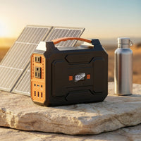 Solar Powered Generator 100W, Portable Power Station with Solar Panels 40W | 146Wh Solar Power Bank with AC Outlet,Usb A,USB C, DC Output, Small Solar Generator for Home Use Outdoor Camping RV Van Trip — Studio Shot