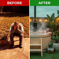 Wood Fired 4-Person to 5-Person 0-Jet Hot Tub and Ice Bath with Internal Stove Pine — Before & After