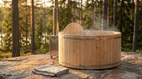 Wood Fired 4-Person to 5-Person 0-Jet Hot Tub and Ice Bath with Internal Stove Pine — Lifestyle