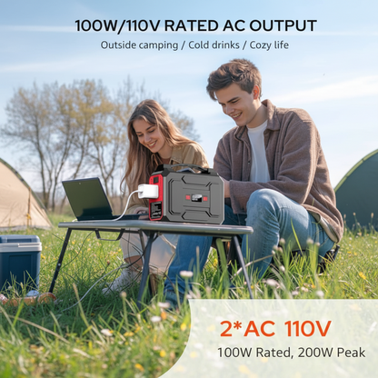 Solar Powered Generator 200W Peak/100W Rated, Portable Generator Power Station with Solar Panels 40W Included, 146Wh Solar Power Bank with AC Outlet 110V for Home Use Camping Outdoor Adventure