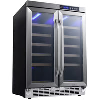 Dual Zone Wine Cooler Built to Preserve Fine Vintages, 36 Bottle Capacity, French Door Design, Built-In Ready