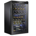 Dual Zone 33-Bottle Freestanding Wine Cooler with Lock in Black