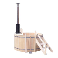 Wood Fired Hot Tub Designed for Year-Round Wellness, 4-5 Person Capacity, Internal Stove, Pine Construction