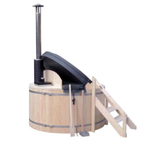 Wood Fired Hot Tub Designed for Year-Round Wellness, 4-5 Person Capacity, Internal Stove, Pine Construction