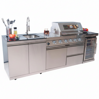 Outdoor Kitchen Island Designed for Culinary Excellence, 4-Burner 72000 BTU, Stainless Steel Modular, 98 Inch